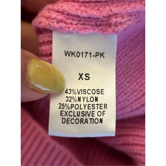 Anthropologie THML Rib Knit Mid Puff Sleeve Sweater XS Sherbet Coachella - Picture 9 of 9